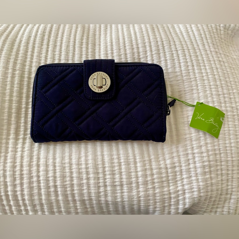 Vera Bradley Quilted Turn Lock Wallet in Classic Navy